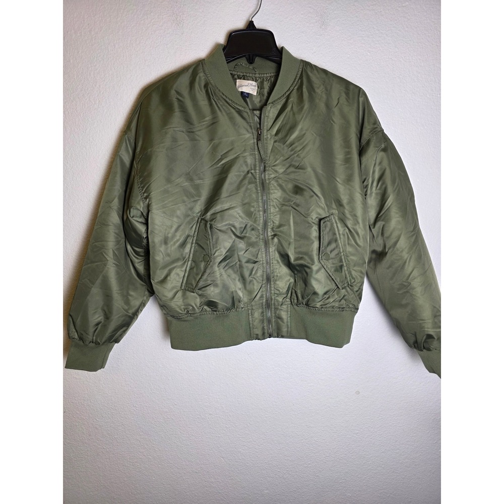 Universal Thread Womens Olive Green Bomber Jacket Recycled Nylon Size M